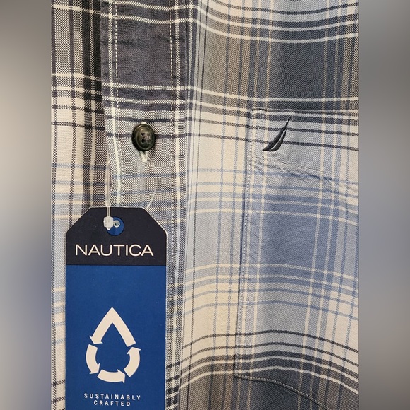 Nautica Washed Cotton Casual Button Down Shirt w/Combo @ collar band & cuffs 2XL - Picture 4 of 9